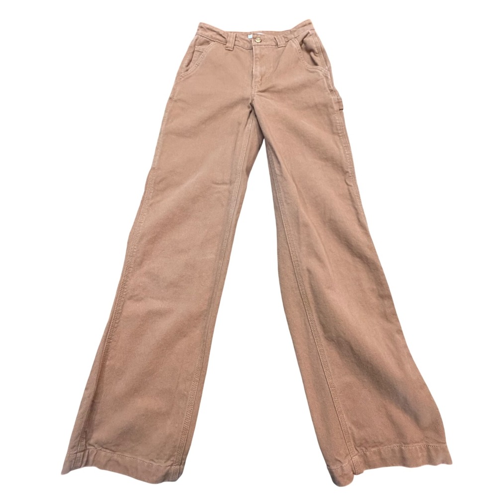 Tna Aritzia Women Tan Brown Carpenter Utility Wide Leg Pants Size 00 High Rise